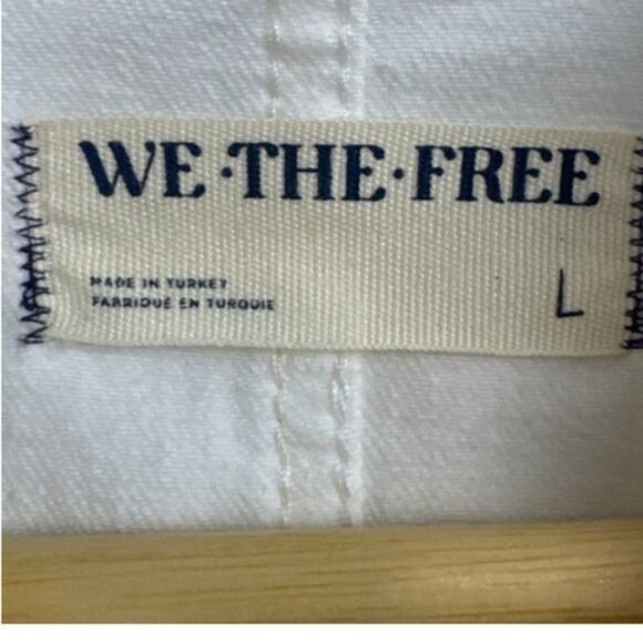 We The Free Jayde Flared Denim Jumpsuit White Size L NWOT Free People Boho - Picture 8 of 10